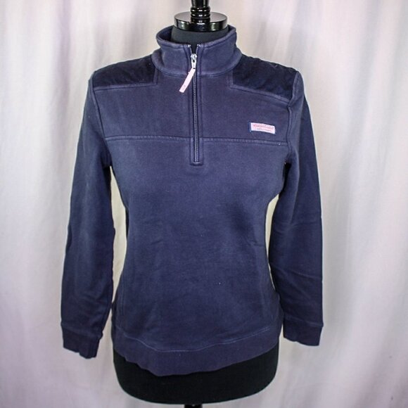 Vineyard Vines Tops - Vineyard Vines Sweatshirt 1/4 Zip Pullover Style Dark Blue 100% Cotton S…